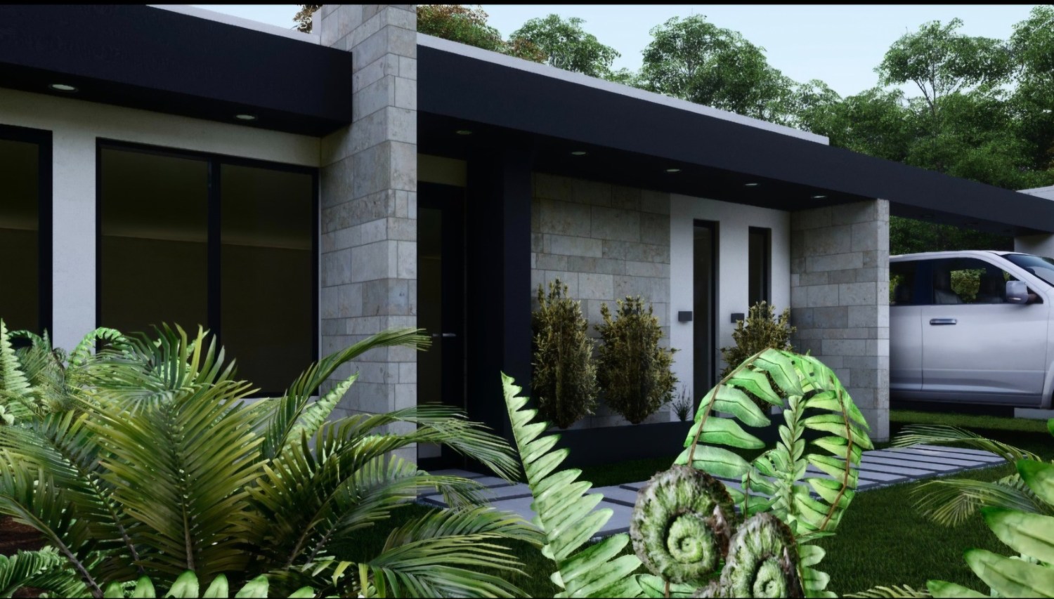 Render de vivienda contemporánea